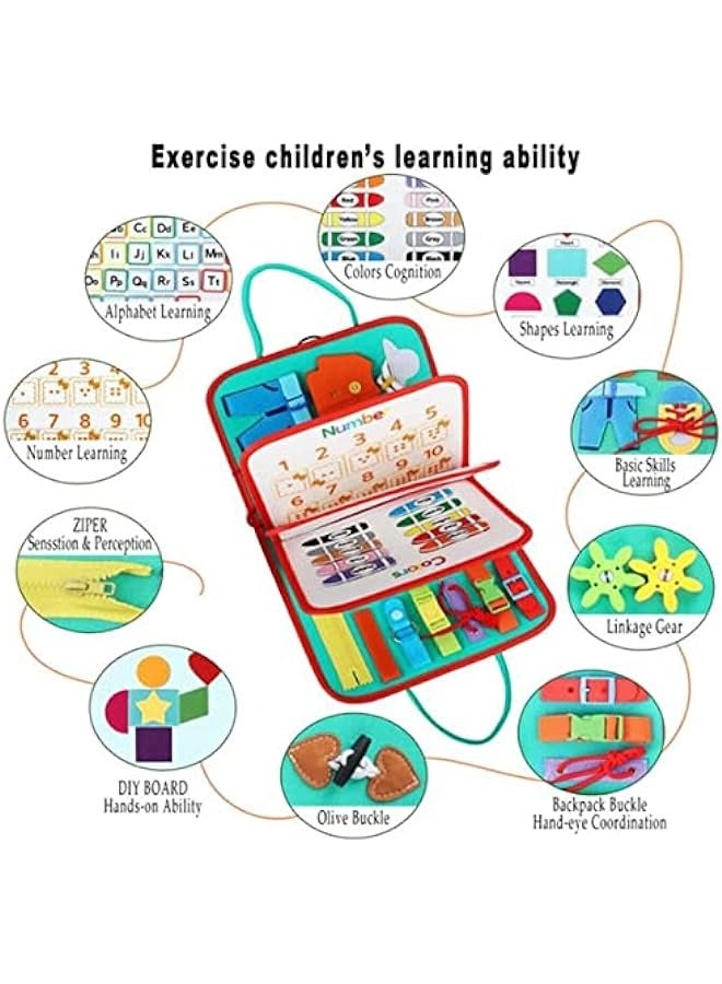 DURKU Montessori Busy Board for Toddlers - Educational Sensory Toy with Basic Dressing Skills - Portable Travel Toy for Preschool Activities - Ideal Gift for Learning (Planet)  - Image 2