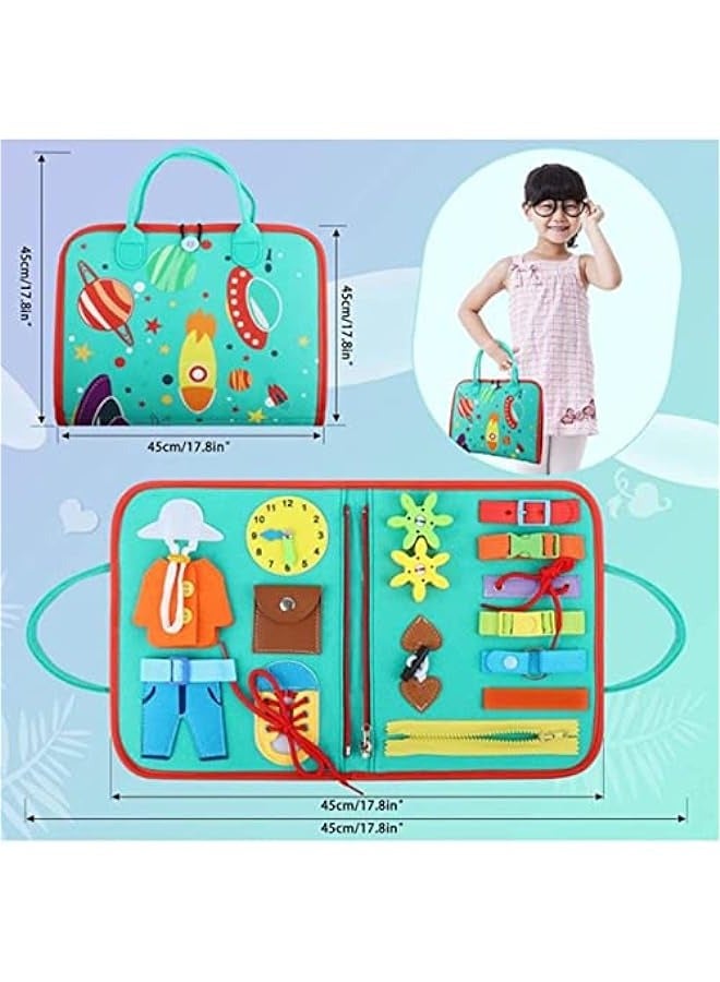DURKU Montessori Busy Board for Toddlers - Educational Sensory Toy with Basic Dressing Skills - Portable Travel Toy for Preschool Activities - Ideal Gift for Learning (Planet)  - Image 5