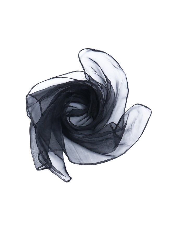 60*60 Style Gauze Dance Scarf Solid Color Nylon Versatile Magic Children's Performance Props Sailor Dance Silk Scarf-Color:Black-Specifications:60cm*60cm  - Image 1