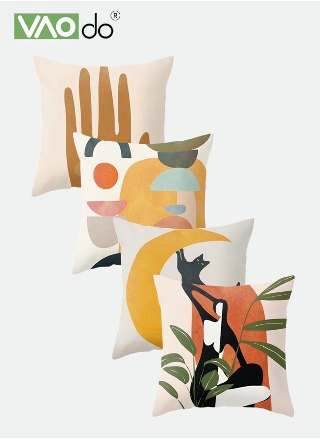 VAOdo - 4 Piece Pillowcase Soft Simple Throwing Pillow Skin-friendly Soft Breathable Pure Color Pillowcase 45x45 CM - Image 1