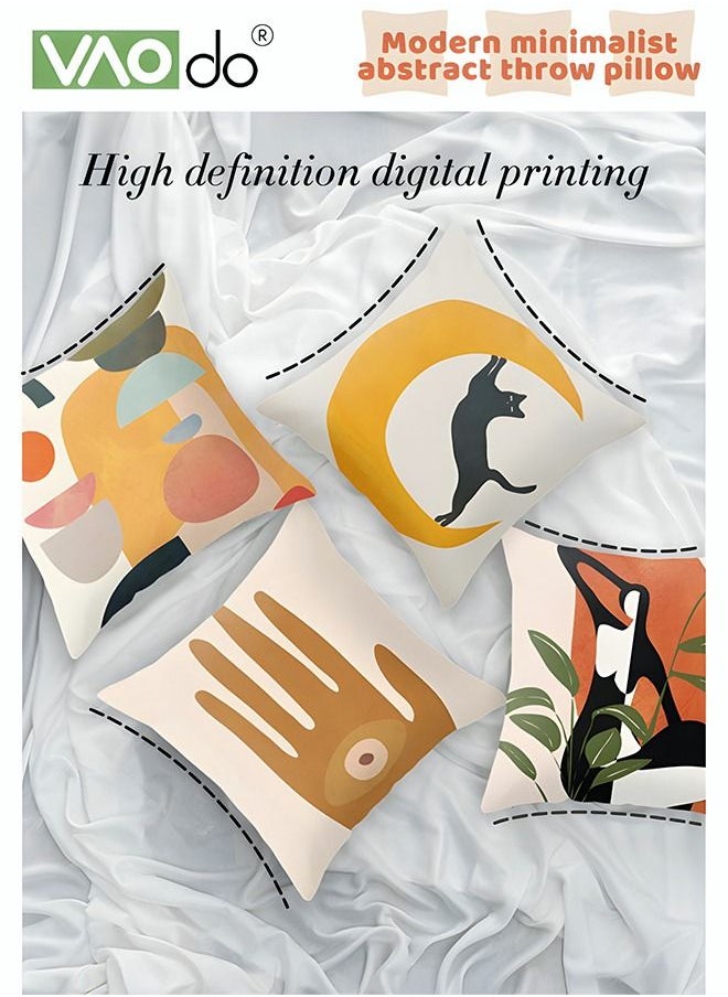 VAOdo - 4 Piece Pillowcase Soft Simple Throwing Pillow Skin-friendly Soft Breathable Pure Color Pillowcase 45x45 CM - Image 1