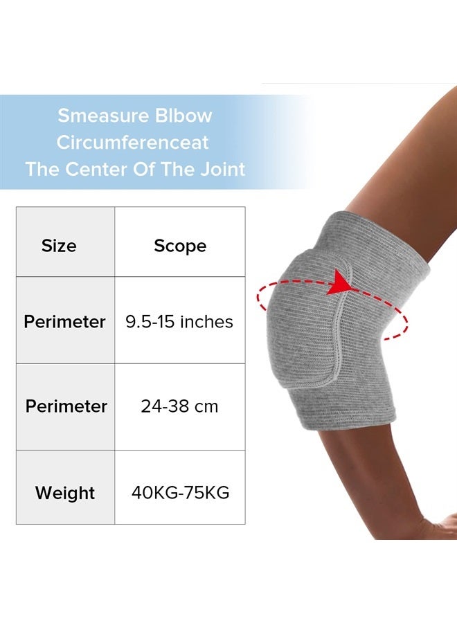 Sibba Compression Elbow Pads Arm Brace Support Fitness Arm Knee Protector Volleyball Basketball Breathable Elbow Wraps for Kids, Men and Women(Grey, 40-75KG) - Image 3
