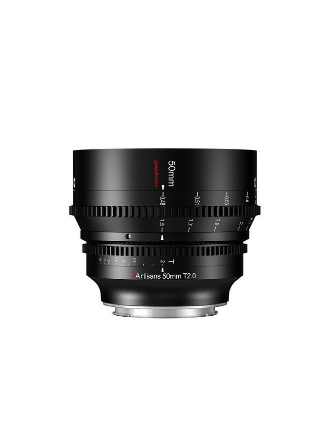 7artisans - 50mm T2.0 Large Aperture Full Frame Cine Lens L-Mount, Manual Focus Low Distortion Cinema Lens Mirrorless Cameras Compatible for Sigma FP, Panasonic S1 S1H S5, Leica SL SL2, Black - Image 1