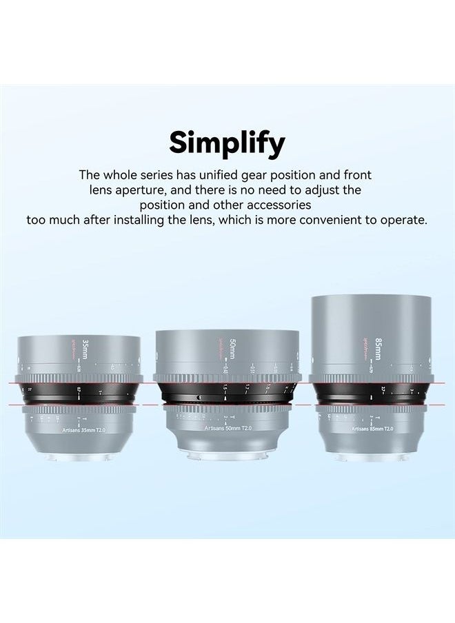 7artisans - 50mm T2.0 Large Aperture Full Frame Cine Lens L-Mount, Manual Focus Low Distortion Cinema Lens Mirrorless Cameras Compatible for Sigma FP, Panasonic S1 S1H S5, Leica SL SL2, Black - Image 1