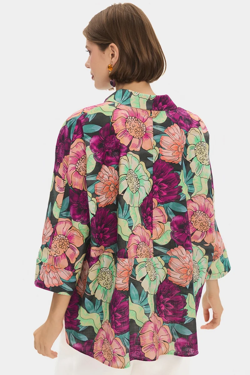 جون Women's Exclusive Wide Cut Floral Patterned Cotton Shirt