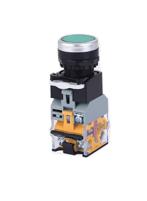 KNP LA38-11D 220V GREEN is a durable industrial grade push button switch designed for controlling electrical circuits With its green button and built in indicator light it is ideal for signaling and control in various industrial environments.