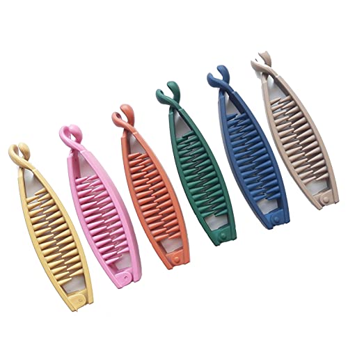 BIRDWARE Big-Size banana clips Multi Color Imported Rubber Acrylic Material Stone Banana Hair Clips For Women (Multi Colour) | Hair Clutchers | banana clips (Pack of 6) 21 - Image 1