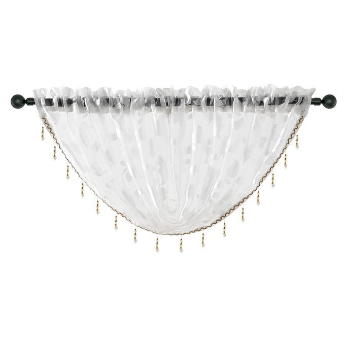 WATERFALL VALANCE CURTAINS FOR WINDOW WHITE ORGANZA SHEER VALANCES AND SWAGS JACQUARD BEADED VALANCE FOR LIVING ROOM BATHROOM SMALL WINDOWS 1 PCS 57 X 37 INCH