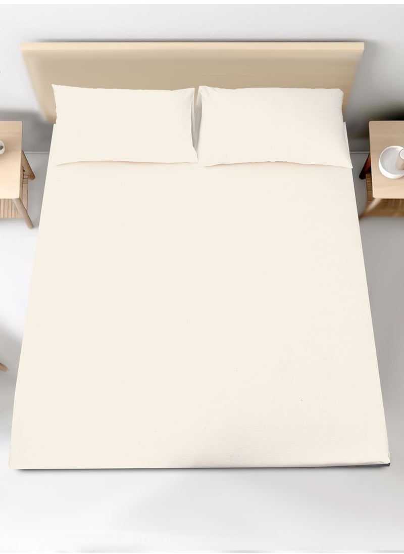 Siesta Zen Siesta Zen™ Premium Quality TC 250 Cotton Rich Fitted Sheet Set Full Elastic 30cm Deep Pocket Fits for All, Ultra Soft, Breathable, Wrinkle Resistant (1 Fitted+2 Pillowcases)  - Image 2