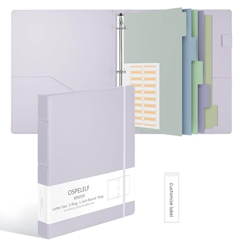 Ospelelf Vintage Hardcover 3 Ring 1 inch Leather Binder Professional Binders Organizer Suitable for Letter Size Documents Binder Dividers with Tabs Purple - Image 1