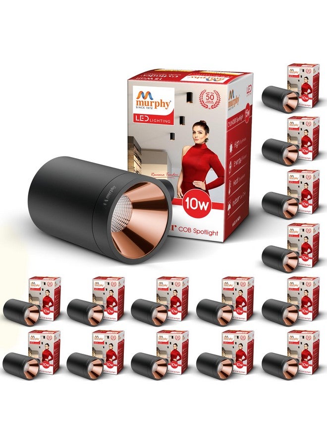 Murphy Aluminium 10W Black Body Cylindrical Surface Mounted Spot Light Down Light (Warm White, Pack Of 15) - Image 1