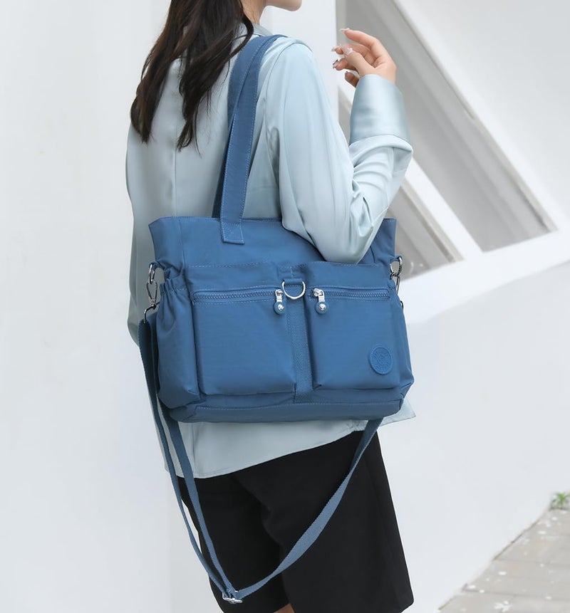 Collsants Tote Bag for Women Nylon Purse and Handbags Tote Purse Crossbody Bag Messenger Bag (blue) - Image 2