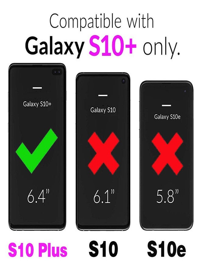 أسو ويش جراب هاتف سامسونج جالاكسي S10 بلس مع واقي شاشة من الزجاج المقوى وحامل بطاقات، غطاء محفظة، غطاء قلاب من الجلد، ملحقات هواتف محمولة، جالاكسي S10+، 10S، S10، 10 بلس، S10 بلس، جرابات للنساء والفتيات، أخضر - Image 2