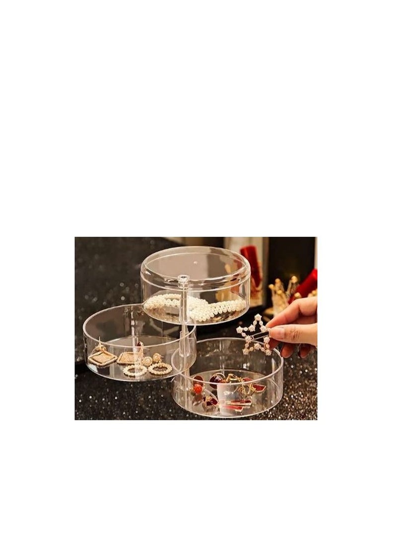 3-Tier Transparent Rotating  Jewelry Storage Organiser  - Image 1
