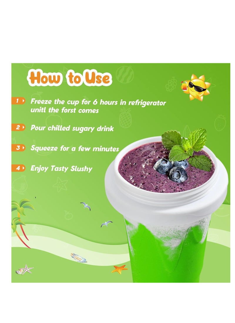 Generic - Slushie Maker Cup, Magic Quick Frozen Smoothies Cup Double Layer Squeeze Cup Homemade Milk Shake Ice Cream Maker Cooling Cup DIY for Family(GREEN) - Image 1