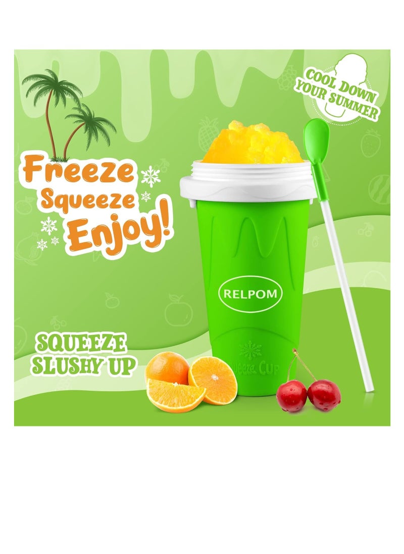 Generic - Slushie Maker Cup, Magic Quick Frozen Smoothies Cup Double Layer Squeeze Cup Homemade Milk Shake Ice Cream Maker Cooling Cup DIY for Family(GREEN) - Image 1