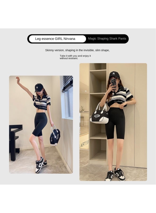 Fenton Pack [waist Shaping Lifting] Naked-feel Sporty Cooling Shorts For Women - Summer Thin Shark Skin Leggings (mid-thigh Length) - Image 2