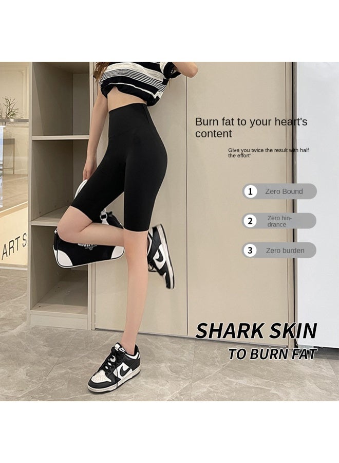 Fenton Pack [waist Shaping Lifting] Naked-feel Sporty Cooling Shorts For Women - Summer Thin Shark Skin Leggings (mid-thigh Length) - Image 3
