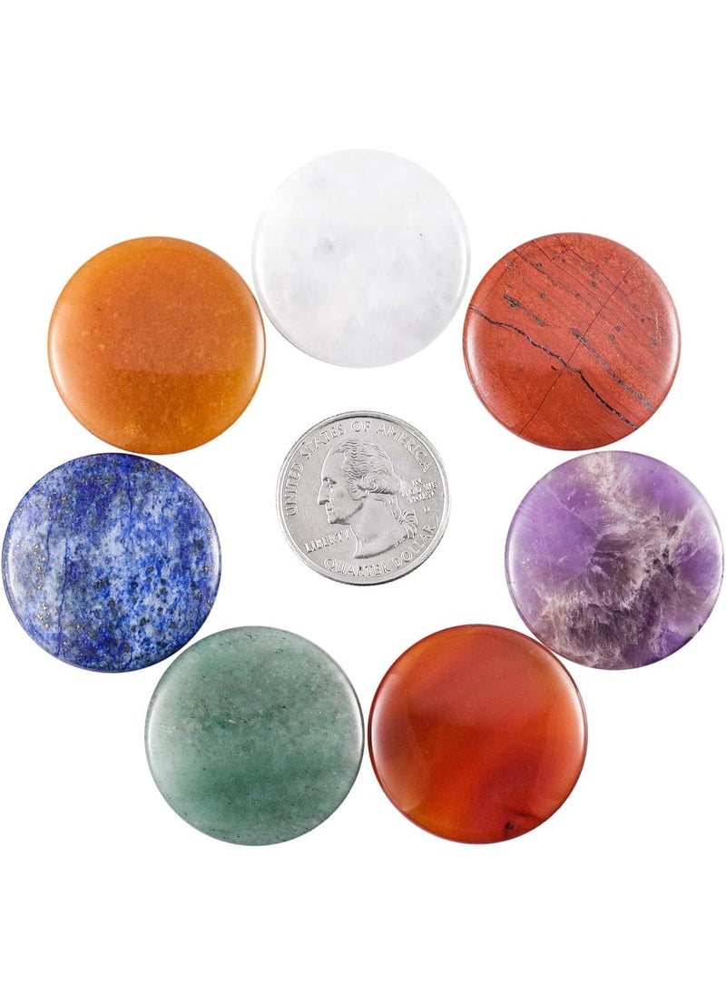 SUNYIK SUNYIK Natural 7 Chakra Stone Set, Polished Flat Worry Stones Palm Pocket Stones Healing Crystal for Engraving Meditation Reiki Balancing 