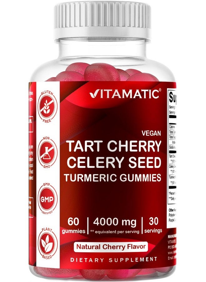 Vitamatic Tart Cherry with Celery Seed Gummies - 4000mg Equivalent Per Serving (from 10:1 Extract 400 mg) - Image 1