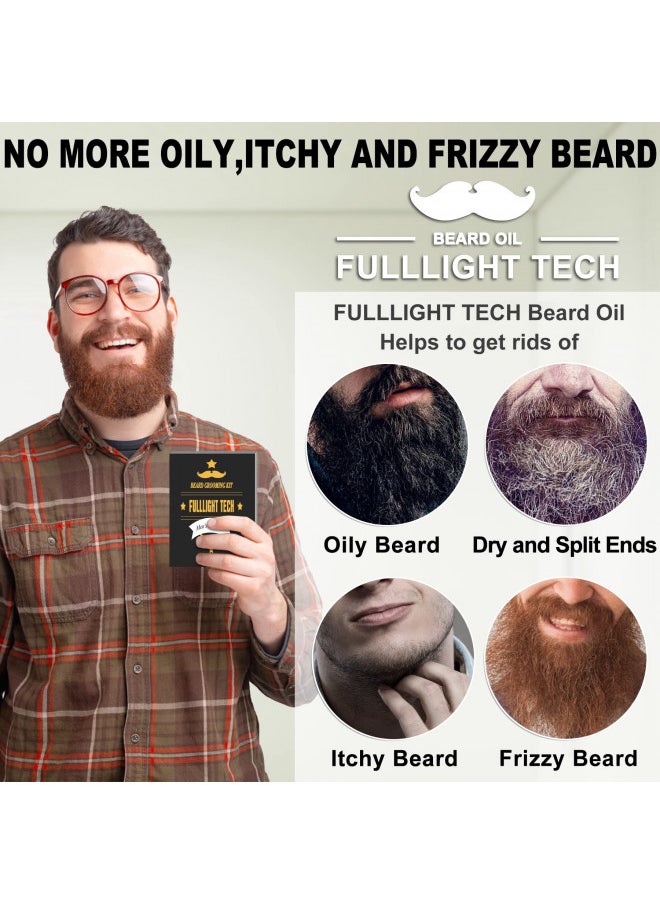 FULLLIGHT TECH 2 Pack Beard Oil for Men Growth 100% Natural Argan Oil,Jojoba Oil Leave in Conditioner Softener for Mustache Grooming Moisturizing