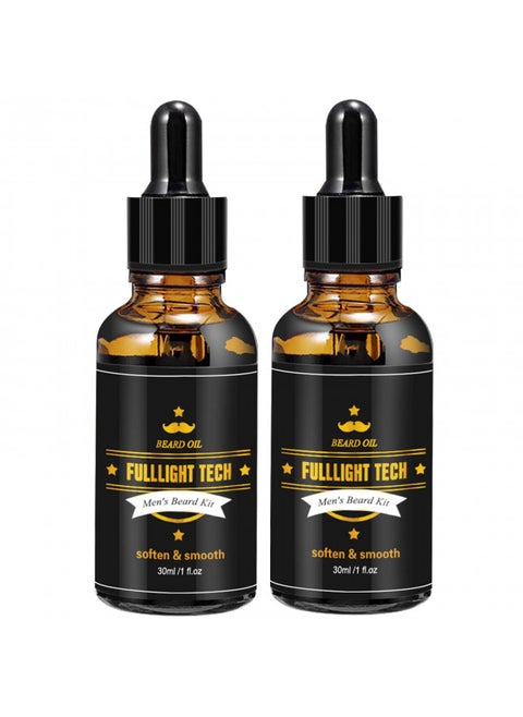 FULLLIGHT TECH 2 Pack Beard Oil for Men Growth 100% Natural Argan Oil,Jojoba Oil Leave in Conditioner Softener for Mustache Grooming Moisturizing