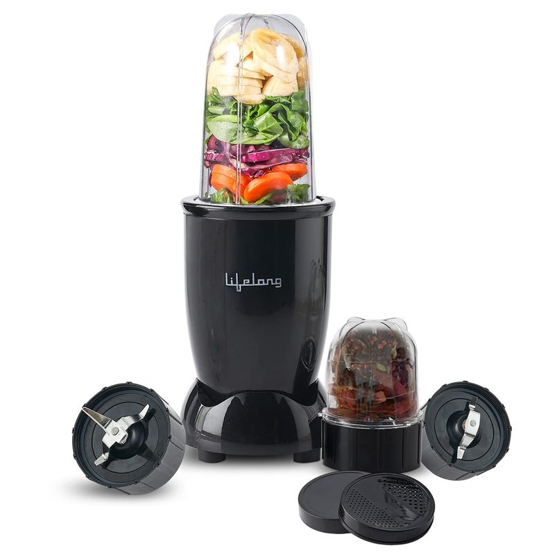 Lifelong Regalia PowerNutri MixerGrinderBlenderShaker 2 Stainless Steel Blades2 Unbreakable Jars 450 W Powerful Copper Motor Black 1 Year warranty LLNBB001 - Image 1