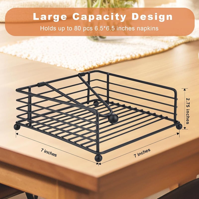LAIHIFA Napkin Holder for Table  Kitchen  Modern Flat Napkin Dispenser for Home  Outdoor Dining Paper Napkin Holders with Weighted Arm for Easy Access  Keep Your Dining Area Tidy and Organized - Image 2