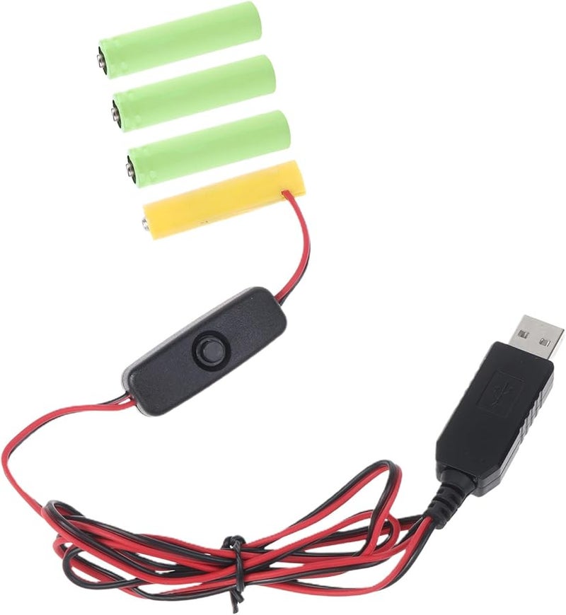 6V LR6 AA Battery Eliminator USB Power Cable For LED Lights Electronic Toys - Image 5