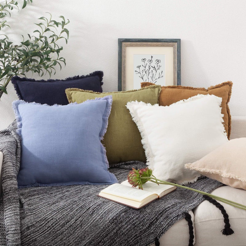 ATLINIA Fringed Cushion Cover 20 x 20 Soft Linen Decorative Throw Pillow Cover for Couch Sofa Bed and Outdoor Olive Pillow Cover - Image 3