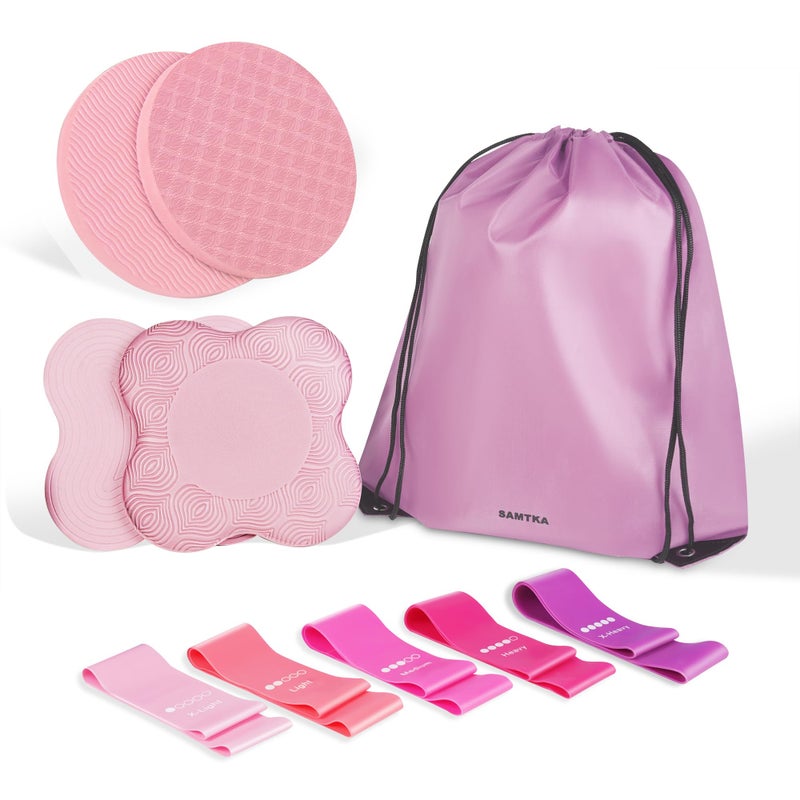 SAMTKA Yoga Knee Support Pad for Women Pilates Kneeling Cushion | Elbows Wrist Hands Head Foam Extra Thick Men Exercise Knees Pads Set of 10 Pieces (Pink) - Image 1
