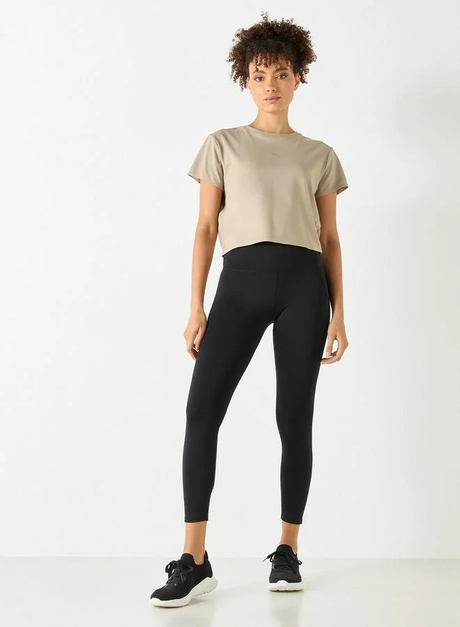 ADOT by Splash Crew Neck Crop T-shirt with Short Sleeves