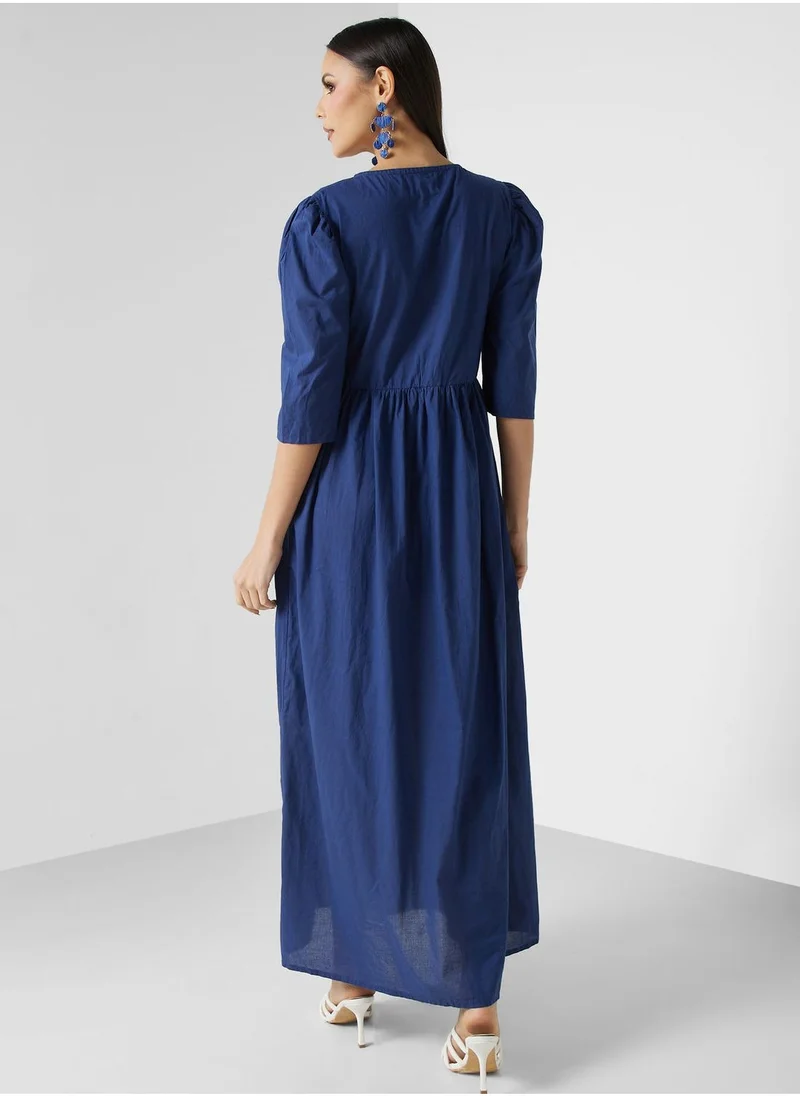 ARABIAN CLOSET Embroidered Tiered Jalabiya