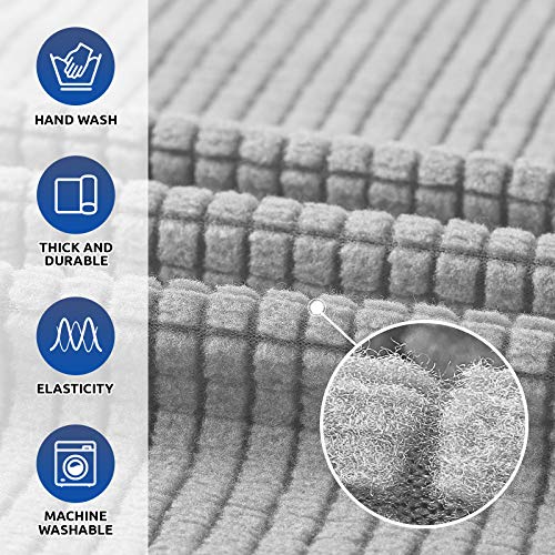 KEKUOU Stretch Oversized Sofa Slipcover 1 Piece Couch Sofa Cover (94"-110") Furniture Protector 4 Seater Sofa with Elastic Bottom for Kids,Pet.Jacquard Checked Pattern Fabric(X Large,Silver) - Image 3
