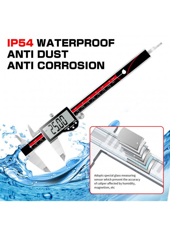 Qfun Digital Caliper Electronic Caliper Measuring Tool Precision Digital Vernier Caliper Inch/Millimeter/Fraction Measurement Micrometer for Jewelry - Metal Metric Measure Caliper for Engineer Carpenter - Image 4