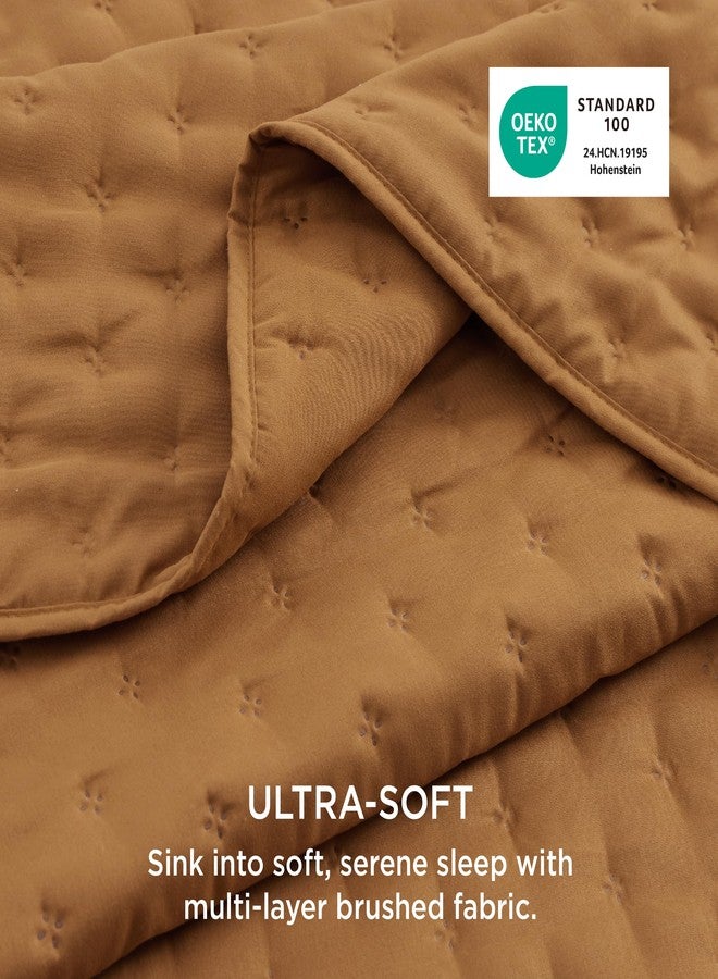 Bedsure Boho King Quilt Set - Ultra Soft Quilt Bedding Set for Fall Bedroom Decor, Lightweight All-Season King Size Comforter with 2 Pillow Shams, Honey Ginger Fall Bedspread Coverlet 106x96 Inch - Image 3