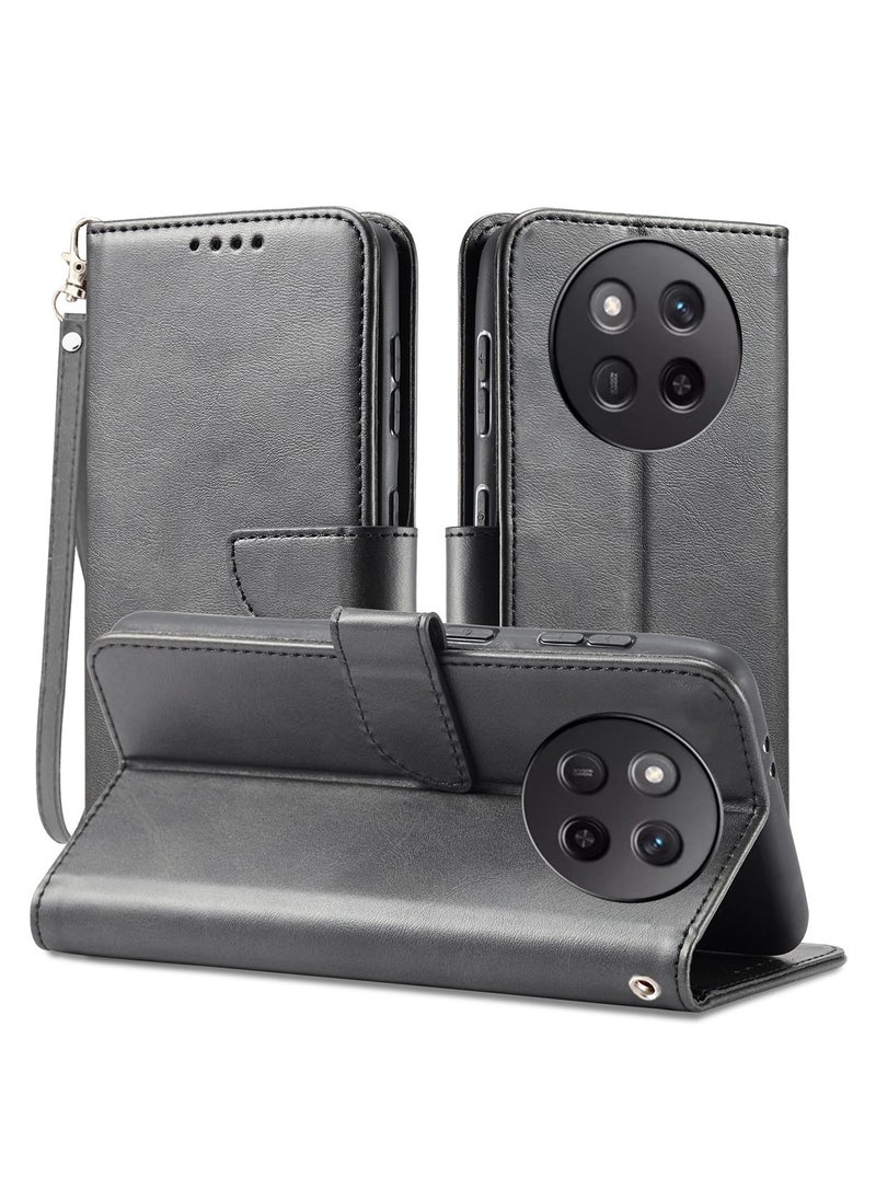ICARLUS For Honor X9c 5G Case PU Leather Calf Texture Phone Cover - Black  - Image 1