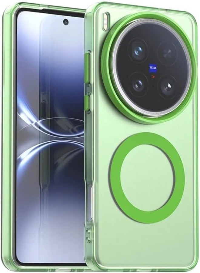 Clear Case Compatible with VIVO X200 Ultra 5G Compatible with MagSafe Shockproof Military Grade Protection Yellowing Resistant Magnetic Classic Hybrid Case Green