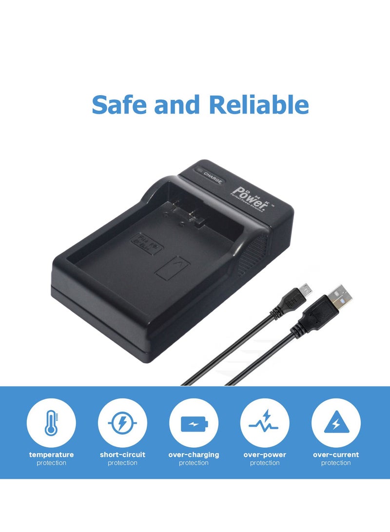 DMK Power EN-EL14 1320mAh 2Pack Battery and Single Slot USB Battery Charger Compatible with D3100 D3200 D3300 D5100 D5300 P7800 camera battery - Image 4