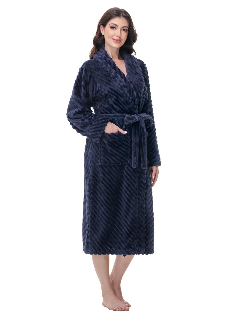 Yurhap Premium Robes for Women - Super Soft Cozy Fleece Womens Robe Plush Long Bathrobe - Image 1