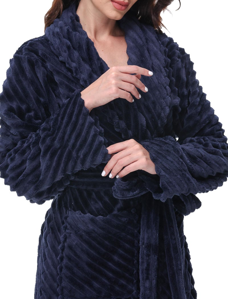 Yurhap Premium Robes for Women - Super Soft Cozy Fleece Womens Robe Plush Long Bathrobe - Image 3