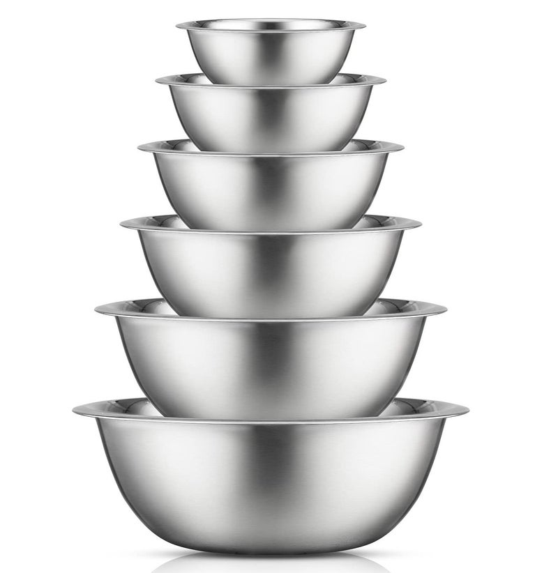 JoyJolt JoyJolt Stainless Steel Mixing Bowl Set  6 Piece Nesting Bowls 5qt to 05qt Ideal for Kitchen Cooking Baking and Storage 