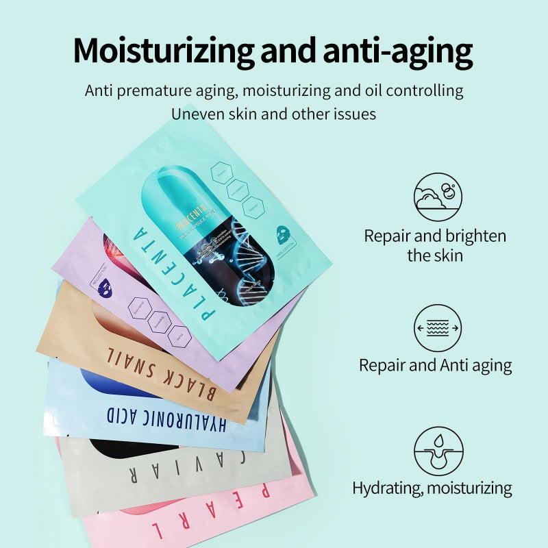 GUOYAOLIFU Face Masks Skincare Set for Girl,Moisturizing Collagen Facial Masks for Women Home Spa,Hyaluronic Acid Face Mask for All Skin Types,Day Night Facial Mask Hydrating,Deep Cleaning,Oil Contral(12Pack) - Image 3