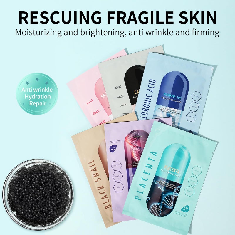 GUOYAOLIFU Face Masks Skincare Set for Girl,Moisturizing Collagen Facial Masks for Women Home Spa,Hyaluronic Acid Face Mask for All Skin Types,Day Night Facial Mask Hydrating,Deep Cleaning,Oil Contral(12Pack) - Image 2