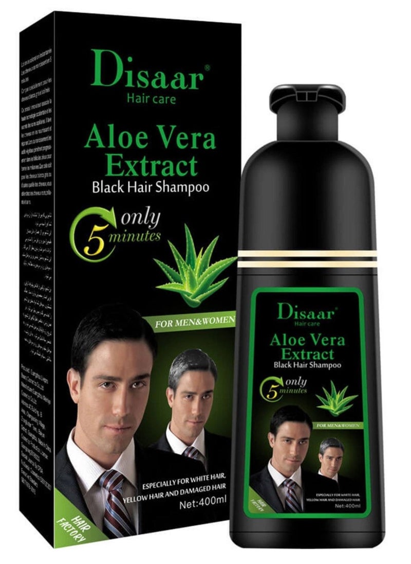 Disaar - Aloe Vera Natural Black Hair Dye Shampoo 400 ml - Image 1