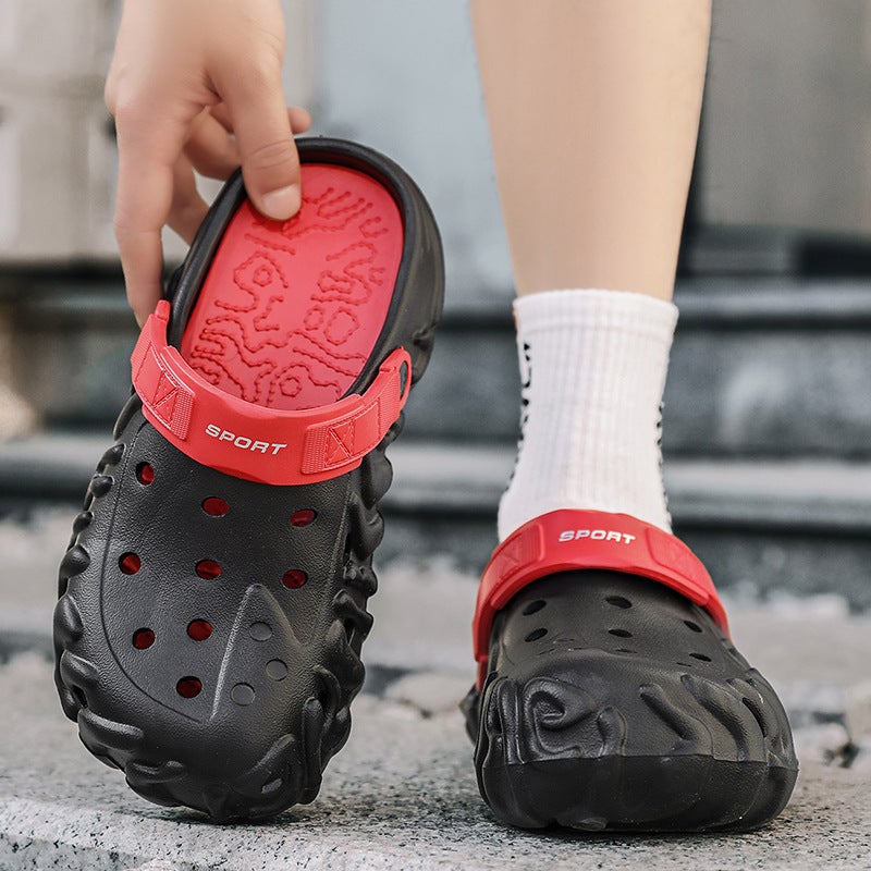 Summer Breathable Half-Slip Clogs, Lightweight, Comfortable Beach Shoes, Large Size Slip-On Thick-Soled Men'S Shoes - Image 4