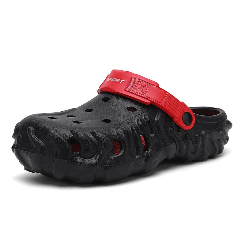 Summer Breathable Half-Slip Clogs, Lightweight, Comfortable Beach Shoes, Large Size Slip-On Thick-Soled Men'S Shoes - Image 1