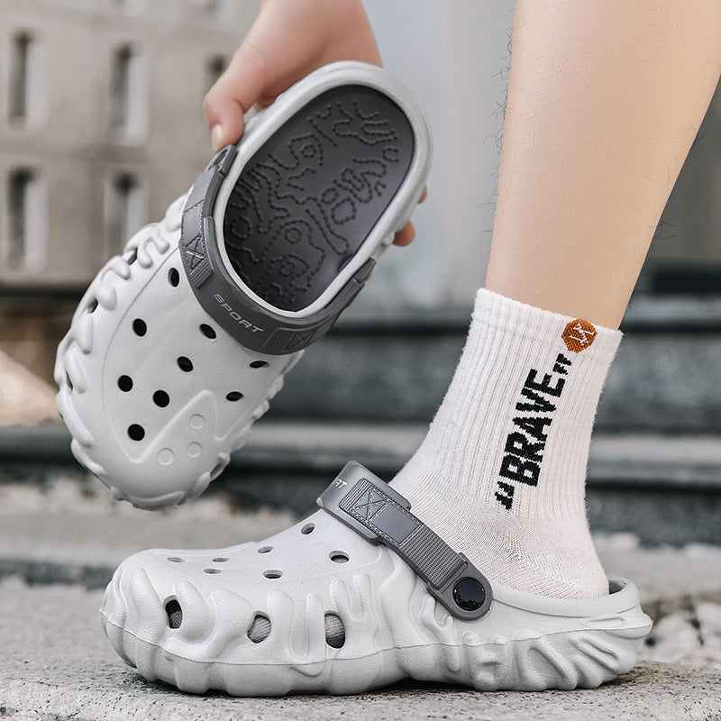 Summer Breathable Half-Slip Clogs, Lightweight, Comfortable Beach Shoes, Large Size Slip-On Thick-Soled Men'S Shoes - Image 3