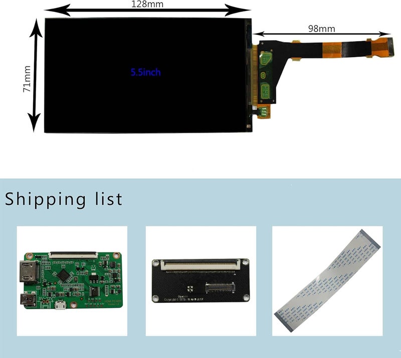 VSDISPLAY 5.5 Inch 1440x2560 LCD Screen 2K LS055R1SX04 with MIPI LCD Controller Board VS-CXMIPI-V1,Fit for AR/VR/HMD/3D Printing 5.5'' Replacement Display Panel - Image 5
