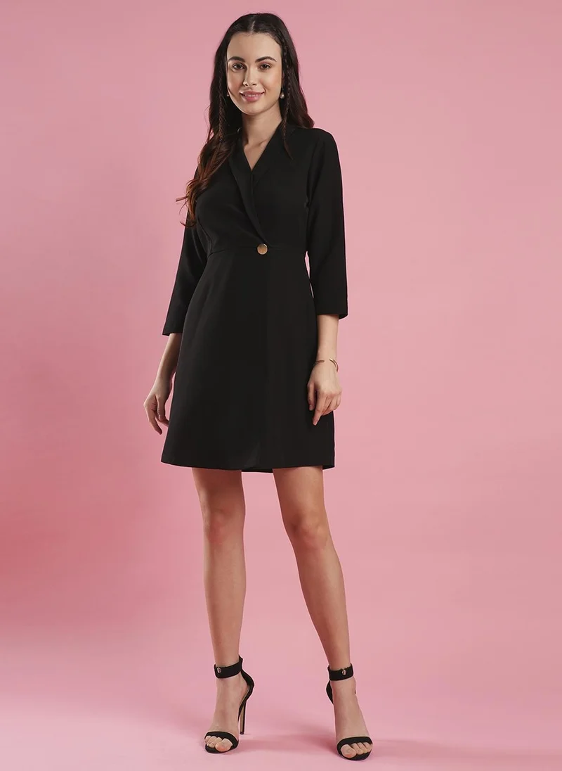 globus Globus Women Shawl Lapel Solid Mini Workwear Blazer Dress